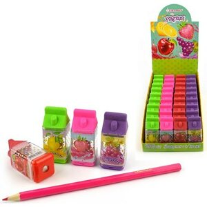 Hedelmän tuoksuiset pyyhekumi+teroitin