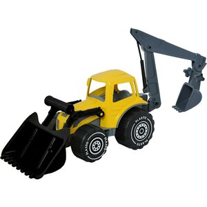 Plasto kauhatraktori ja kaivuri keltaine